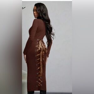 NIP Ribbed turtleneck sweater dress with sexy ribbon detail in back. X-large . 🤎